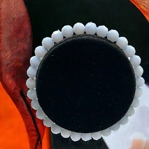 Pale Blue Hexagon Shaped Beaded Stretchy Kids Bracelet!